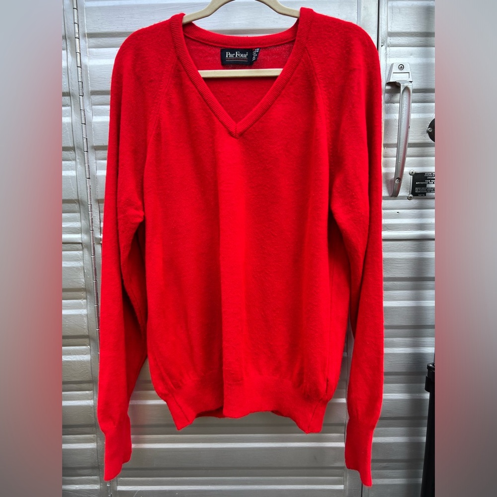 Cherry red vintage v-neck tennis prep sweater